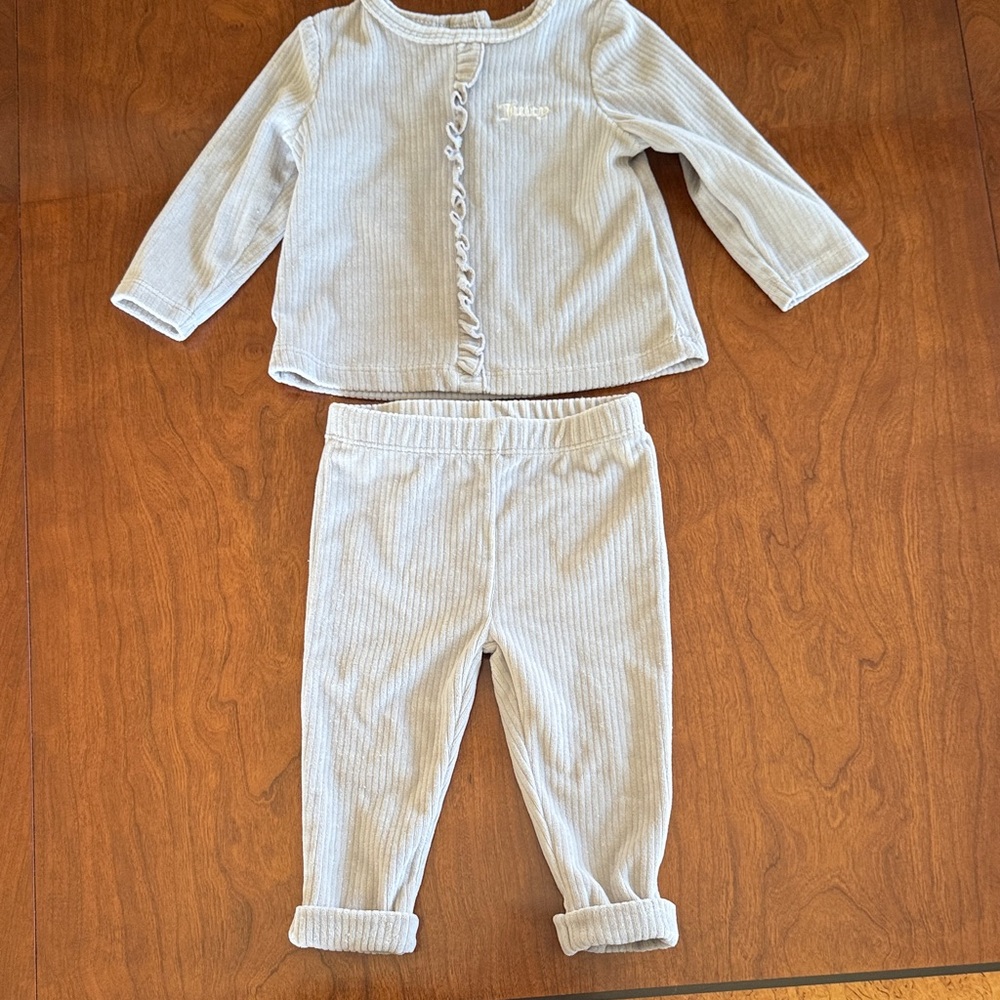Juicy Couture Light Grey Ribbed Two-Piece Matching Set